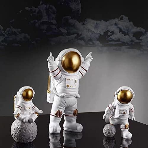 Astronaut Spaceman Figurine ( Set of 3 - Golden and White)